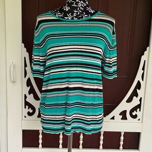 Sag Harbor Women's Short Sleeve Striped Sweater Size Medium